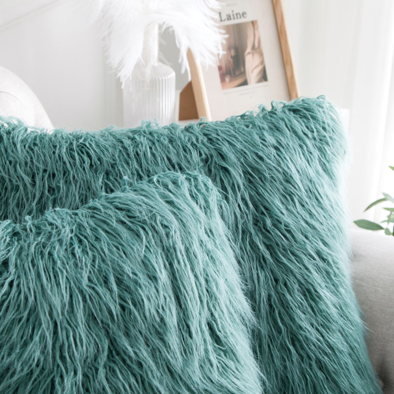 Geometric Square Cushion Cover, Oil Blue