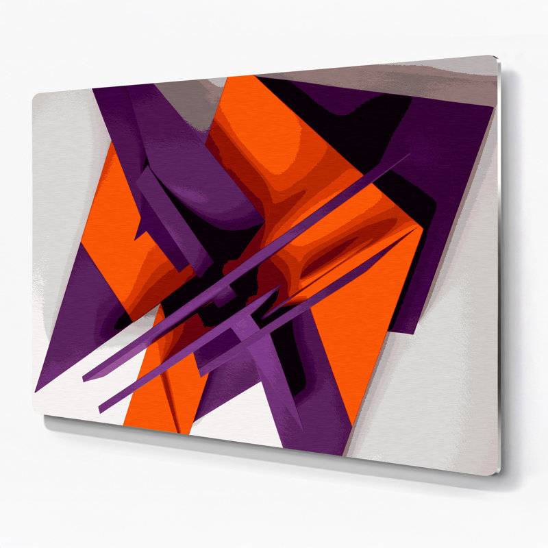 «Geometric Abstraction 18», art mural en métal mauve, H 12 po x l 18 po