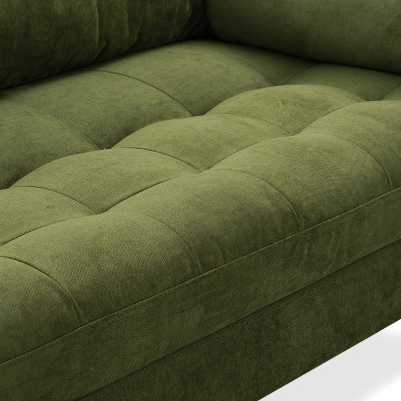 Napa Velvet Fabric Sofa, Distressed Green, 34" H x 88.5" W x 38" D