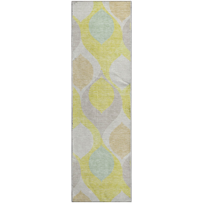 Tapis jaune de qualité supérieure lavable à la machine, Tapis de couloir 2 pi 3 po x 7 pi 6 po