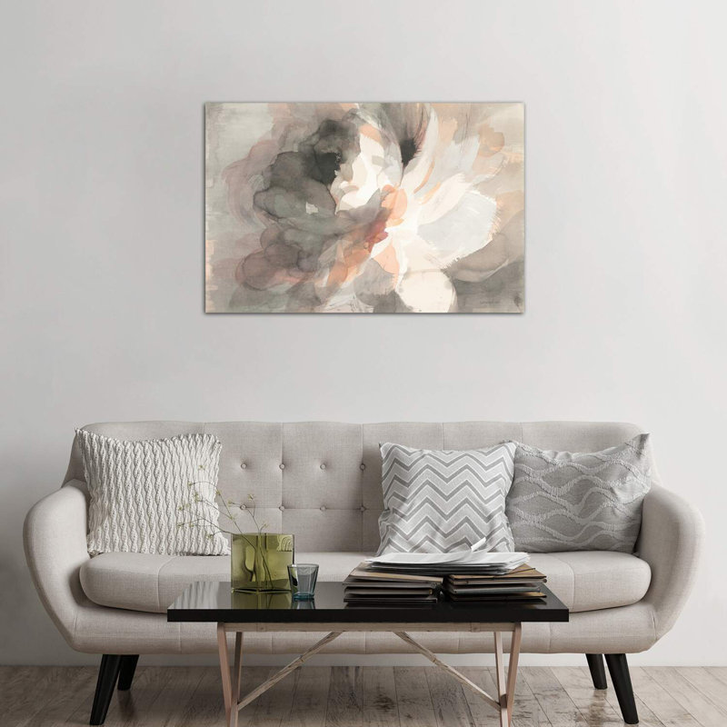 Abstrait pivoine par Danhui Nai - reproduction d'art, H 32 po x l 48 po x 1,5 po, Toile tendue