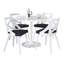 Ensemble de salle à manger 5 pièces rond avec plateau blanc et chaises rembourrées gris anthracite, style contemporain