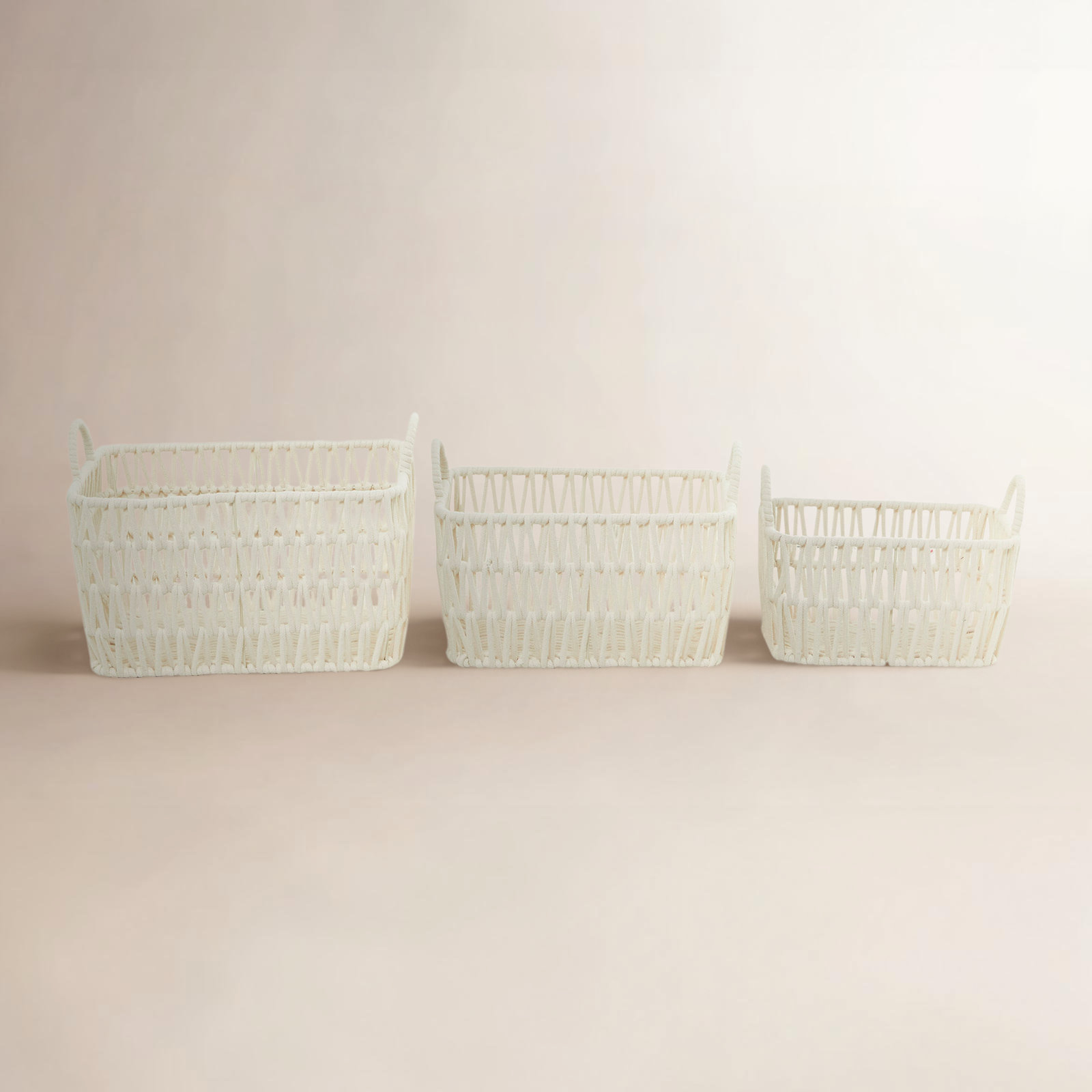 Handmade Metal Decorative Basket - Set of 3, 11.15" H x 14.35" W x 9.70" D