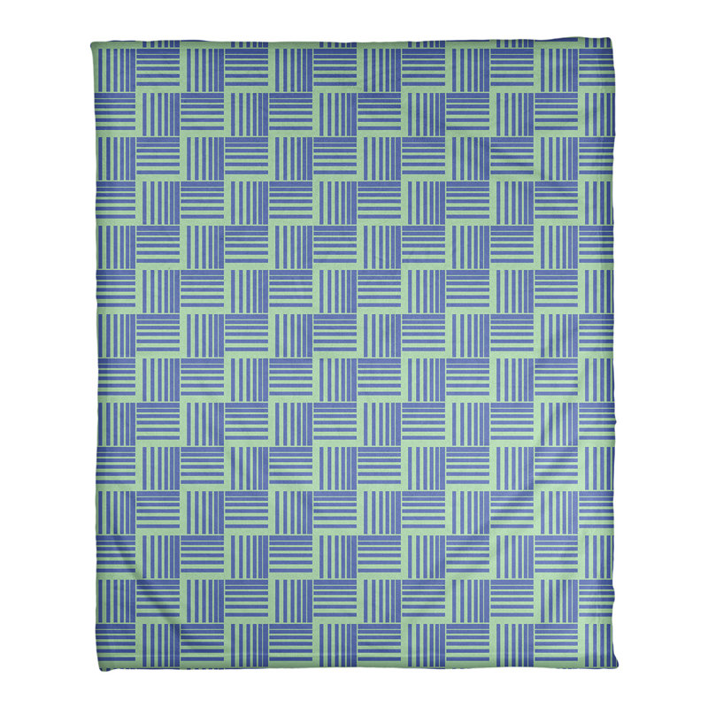 Couverture polaire à rayures classic basketweave, l 50 po x L 60 po, Vert / bleu