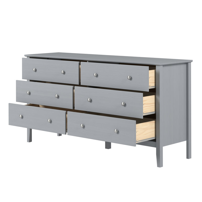 Commode 6 tiroirs Arzell, Gris clair