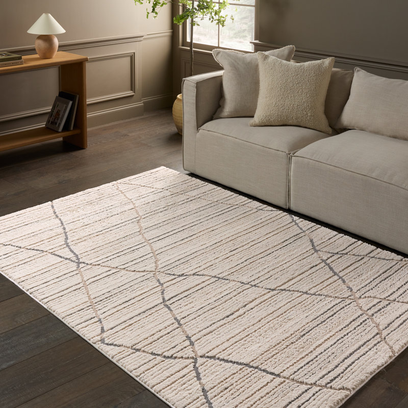 Cozy Moroccan-Inspired 5' x 7' Gray Trellis Shag Rug