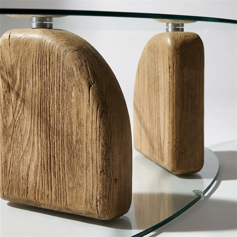 Table basse ovale en verre 45,67 pouces