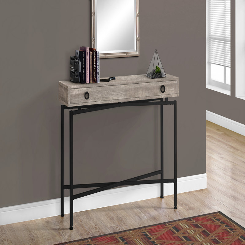 Console de canapé étroite, avec tiroir de rangement, vestibule de salon, chambre à coucher, métal contemporain noir stratifié beige