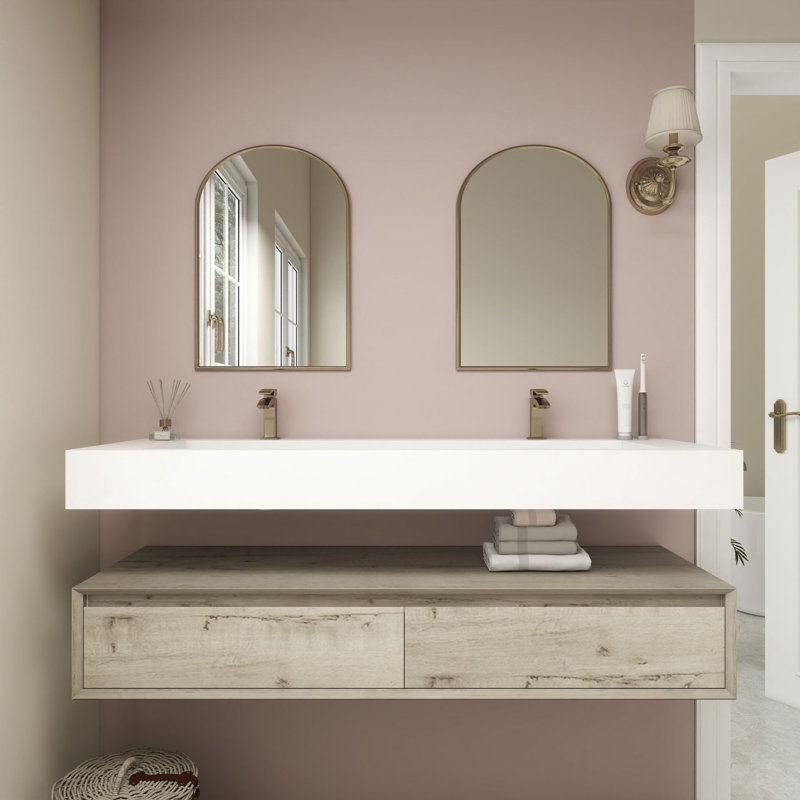 Ensemble de meuble-lavabo double mural 60 po Alysa, Chêne blanc