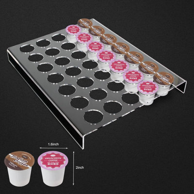 Clear Acrylic K-Cup Coffee Pod Organizer Tray For 35 Pods, Countertop Or Drawer Storage For Kitchen And Office Use