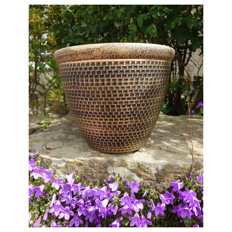 Hamish Pot Planter, Gold, 29cm H x 36cm W x 36cm D