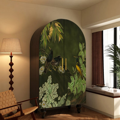Simple Flower And Bird Color Printed Wardrobe