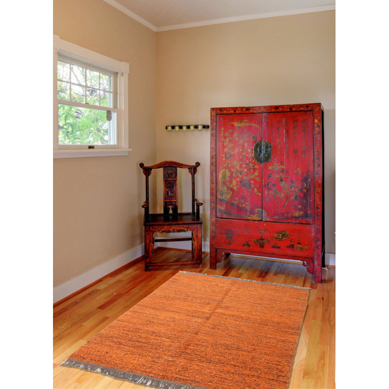 Tapisserie naturelle orange brûlé kilim 4 pi 9 po x 6 pi 6 po