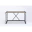 Console de style rustique, chêne et noir antique, rectangulaire avec table de support en métal et fixation en bois