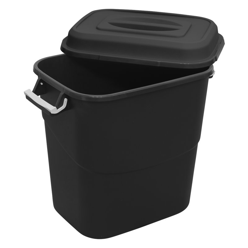 Plastic Manual Lift Kitchen Trash Can, Black, 75