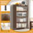 57'' Tall Metal 4 Flip Doors Cabinet, With Ample Storage Space For Bedroom, Office, Living Room, Hallway, Entryway ( Walnut )-798620078