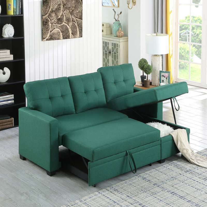 Canapé modulaire rembourré avec méridienne, Vert