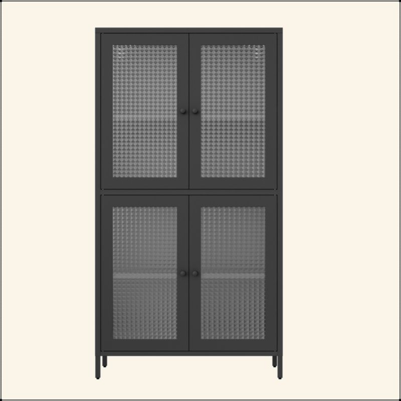 Classic Metal Storage Cabinet Display Cabinet With 4 Glass Doors 4 Shelves Cabinet  Bookcase Side Cabinet For Home Office Living Room Kitchen Hallway