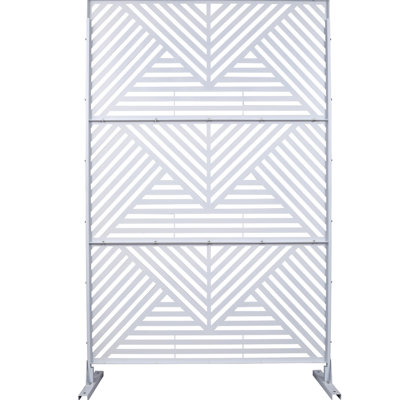 Clôture d'intimité en métal H 76 po en métal - autoportante pour terrasse, balcon, patio, pelouse, jardin. Fade - extérieur et intérieur. Écran blanc intérieur autoportant. Créer une zone