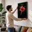 Crimson Hibiscus Botanical - Framed Print-184721820-184721823