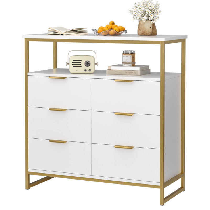 Commode à 6 tiroirs Kuisma, Blanc