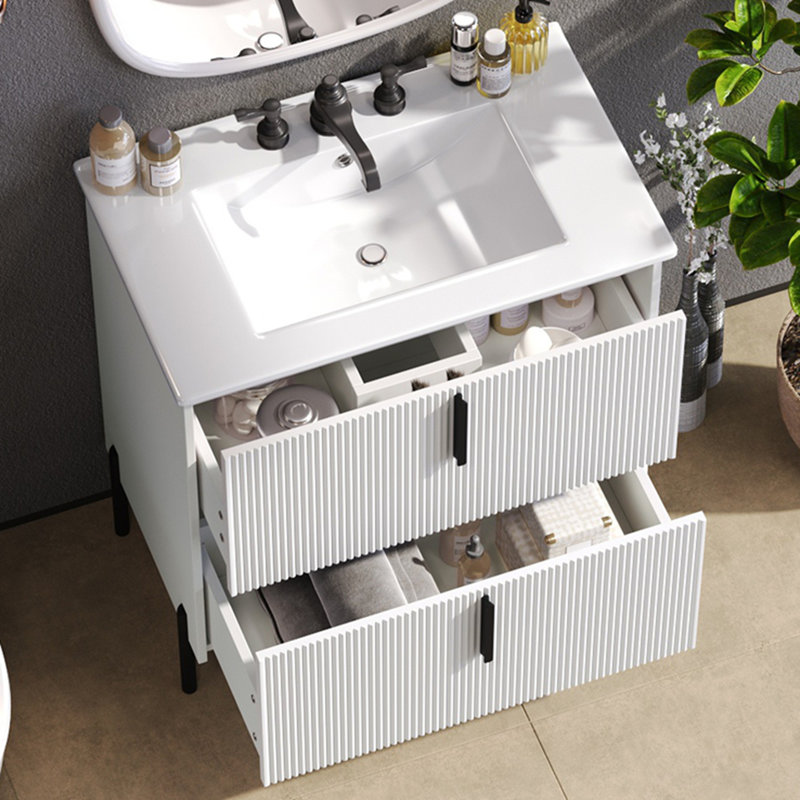 Meuble-lavabo 30 po avec lavabo en céramique et tiroirs pleine extension, Blanc