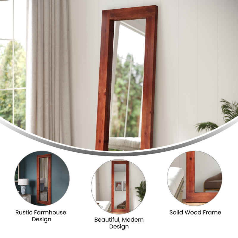 Dark Brown Full Length Rectangular Wood Framed Mirror