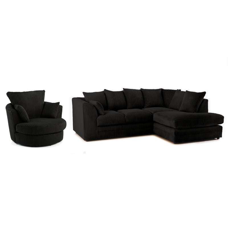 Moana 2 - Piece Living Room Set, Black, Right Hand