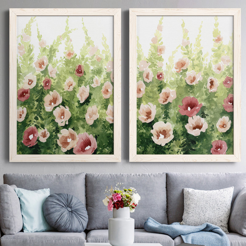Sunlit Flora I, toile encadrée de qualité supérieure - prête à être accrochée, Toile avec cadre blanc