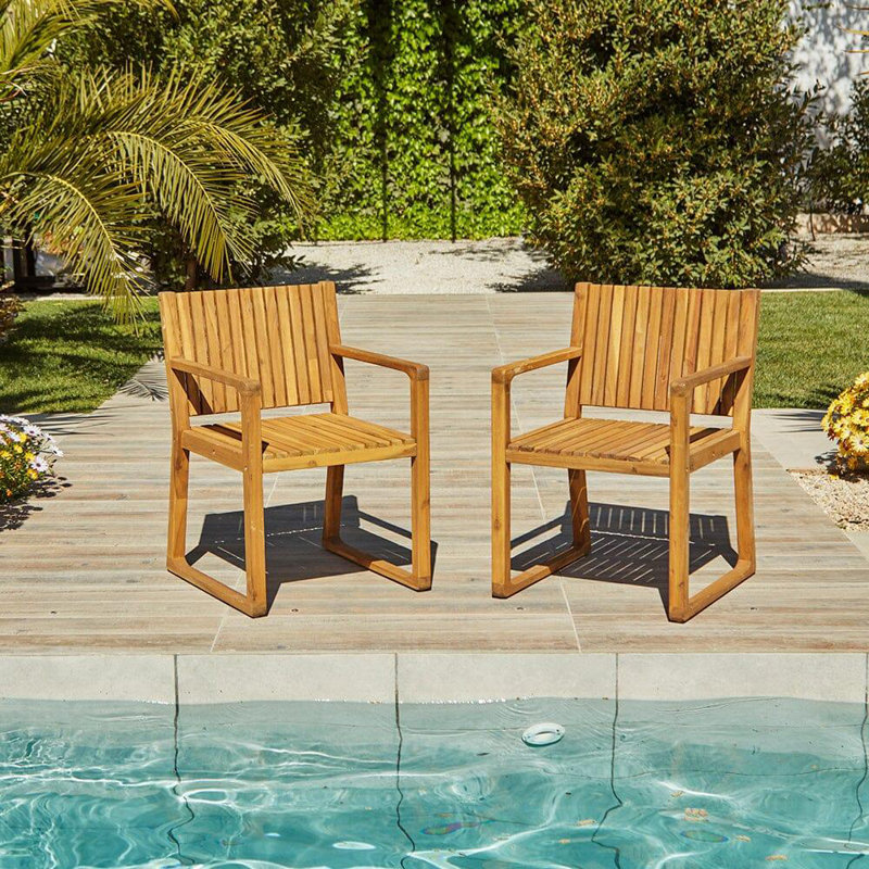 Lankin 8 - Person Wood Patio Dining Set with Rectangular Table, 10 Pieces: Table, Umbrella, 8 Chairs, Cream