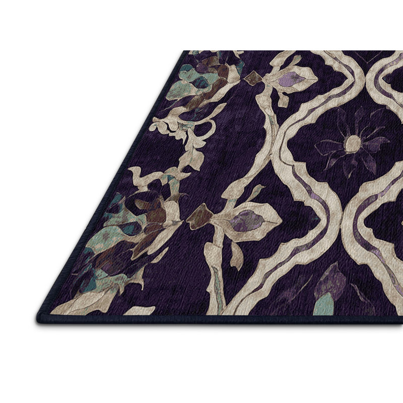 Tapis mauve lavable à la machine, Carré 5 pi