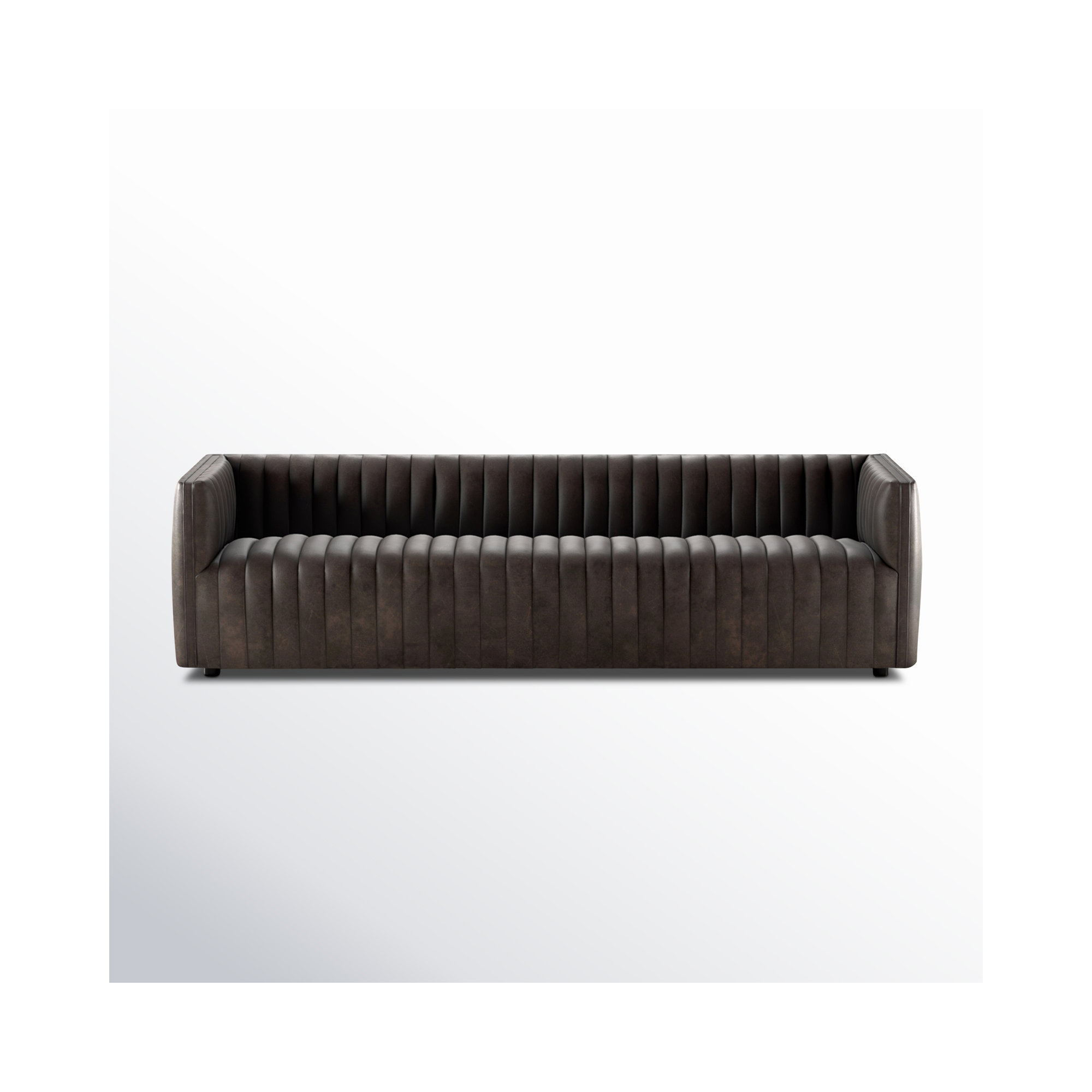 Brandt 97" Tuxedo Arm Sofa, Deacon Wolf Genuine Leather, 26.5" H x 97" W x 35" D