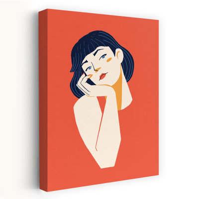 Reproduction d'art mural pensif abstrait femme minimaliste moderne