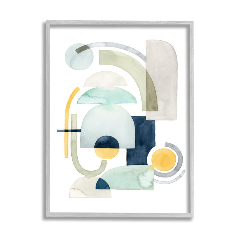 Art moderne texturé à la giclée encadrée abstraite de style industriel moderne, bleu, vert, jaune, noir, par Grace Popp