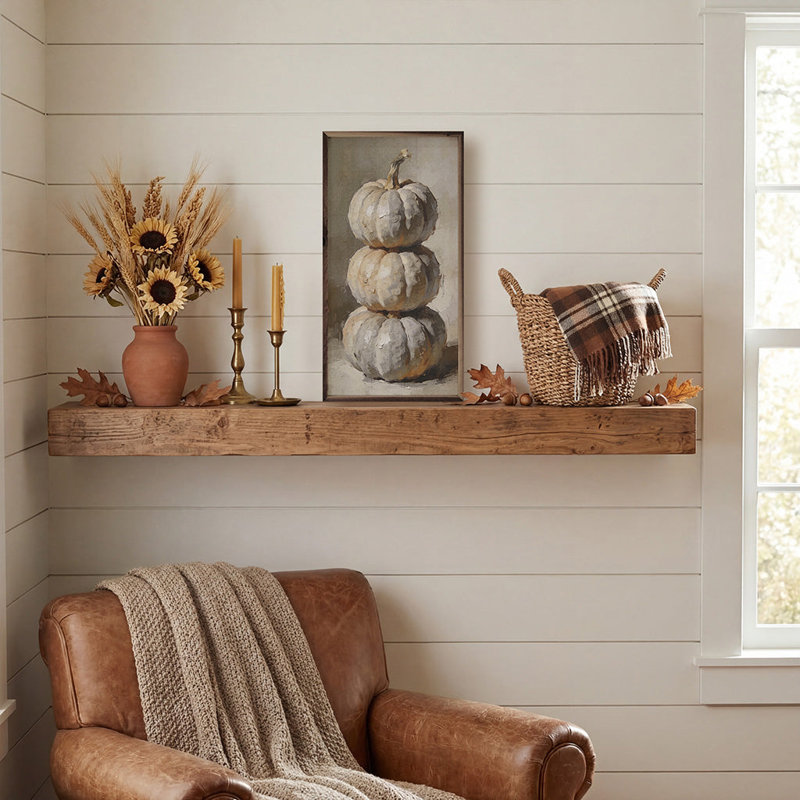 Soft Gray Pumpkin Stack, 16" H x 8" W