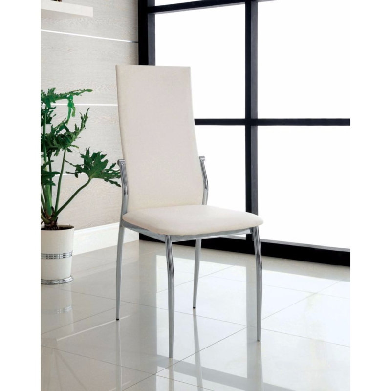 Chaise d'appoint Milan en chrome, Blanc