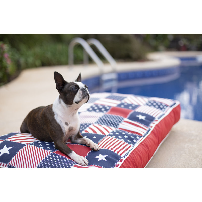 Patriotic Patchwork Red Blue White Outdoor Dog Bed