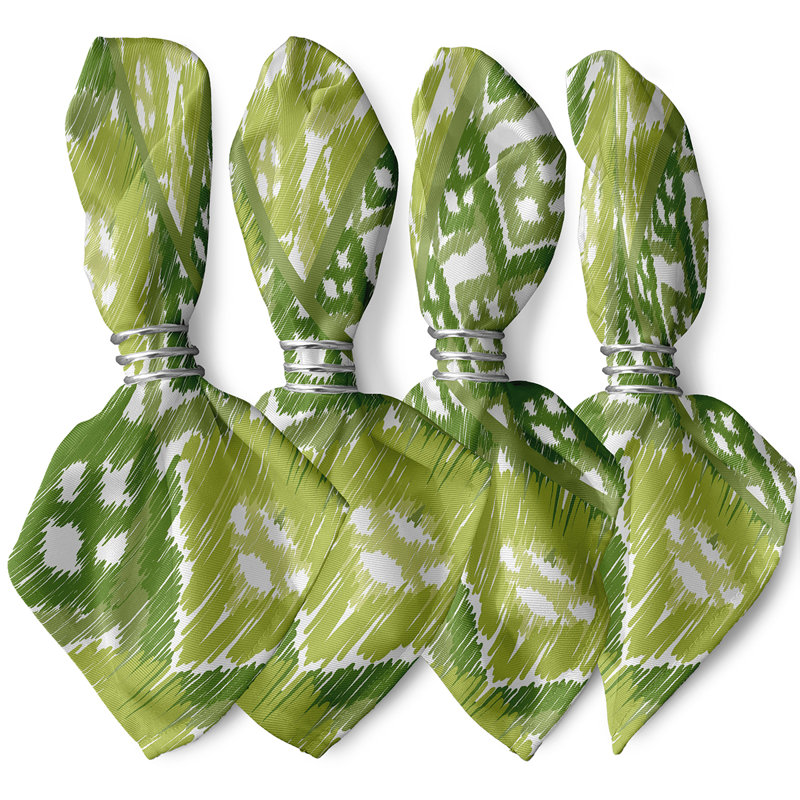 Ocala Polyester Ikat Square Napkin, Green