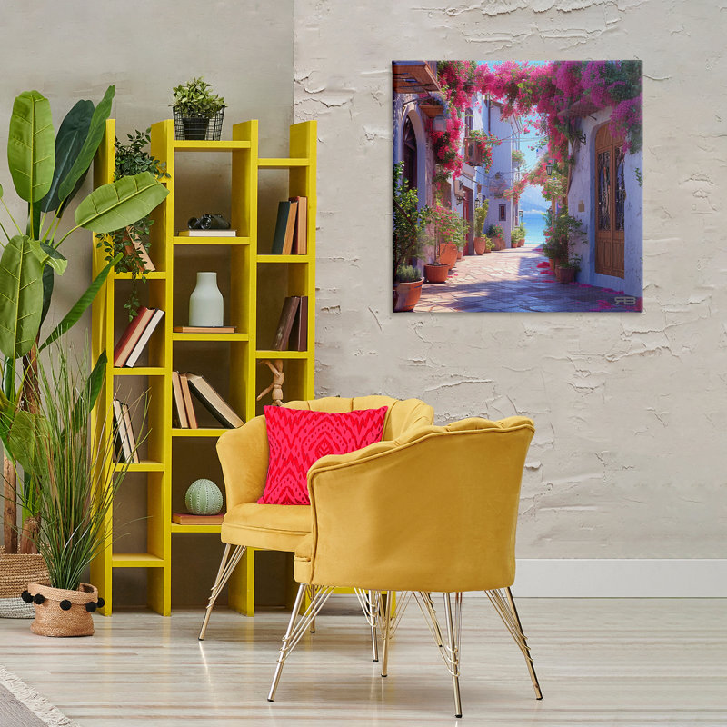 «Cobblestone Lane in Town», art mural sur toile par RB, H 30 po x l 30 po