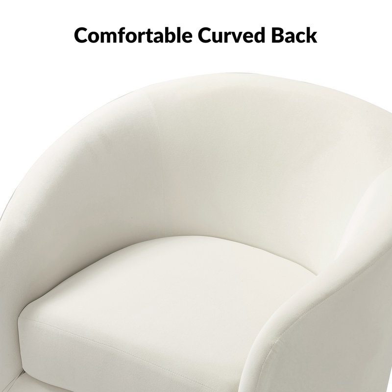 Fauteuil demi-tonneau en velours Holden, Ivoire ivoire