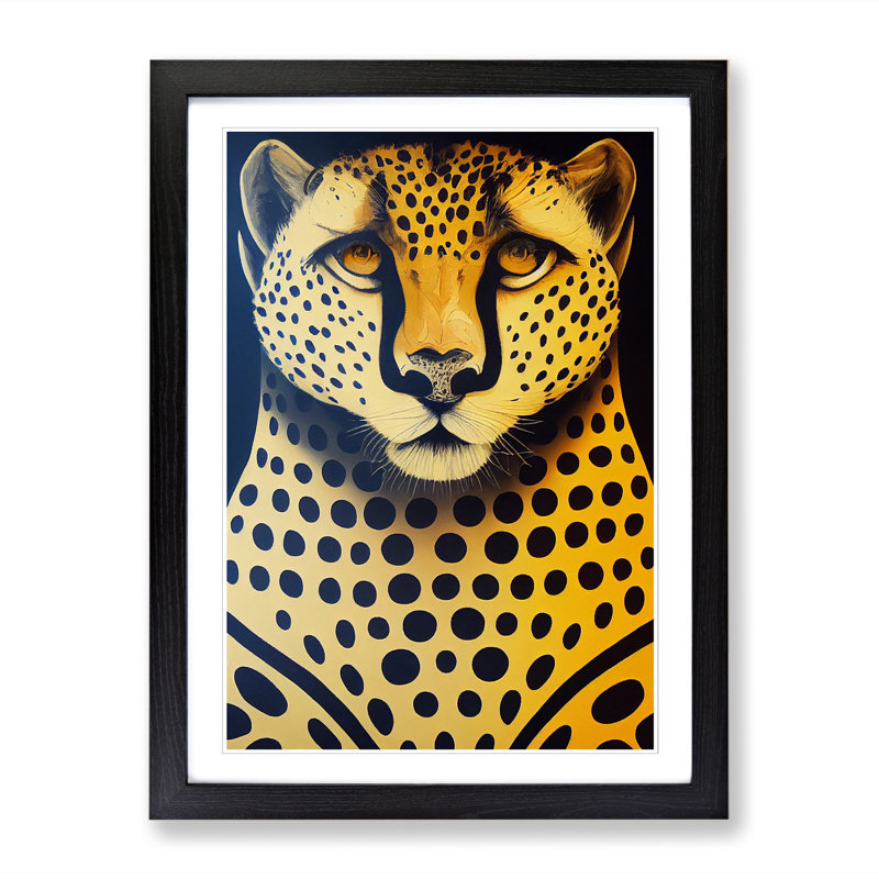 Face Of The Cheetah - Single Picture Frame Print, 34cm H x 25cm W x 2cm D, Oak