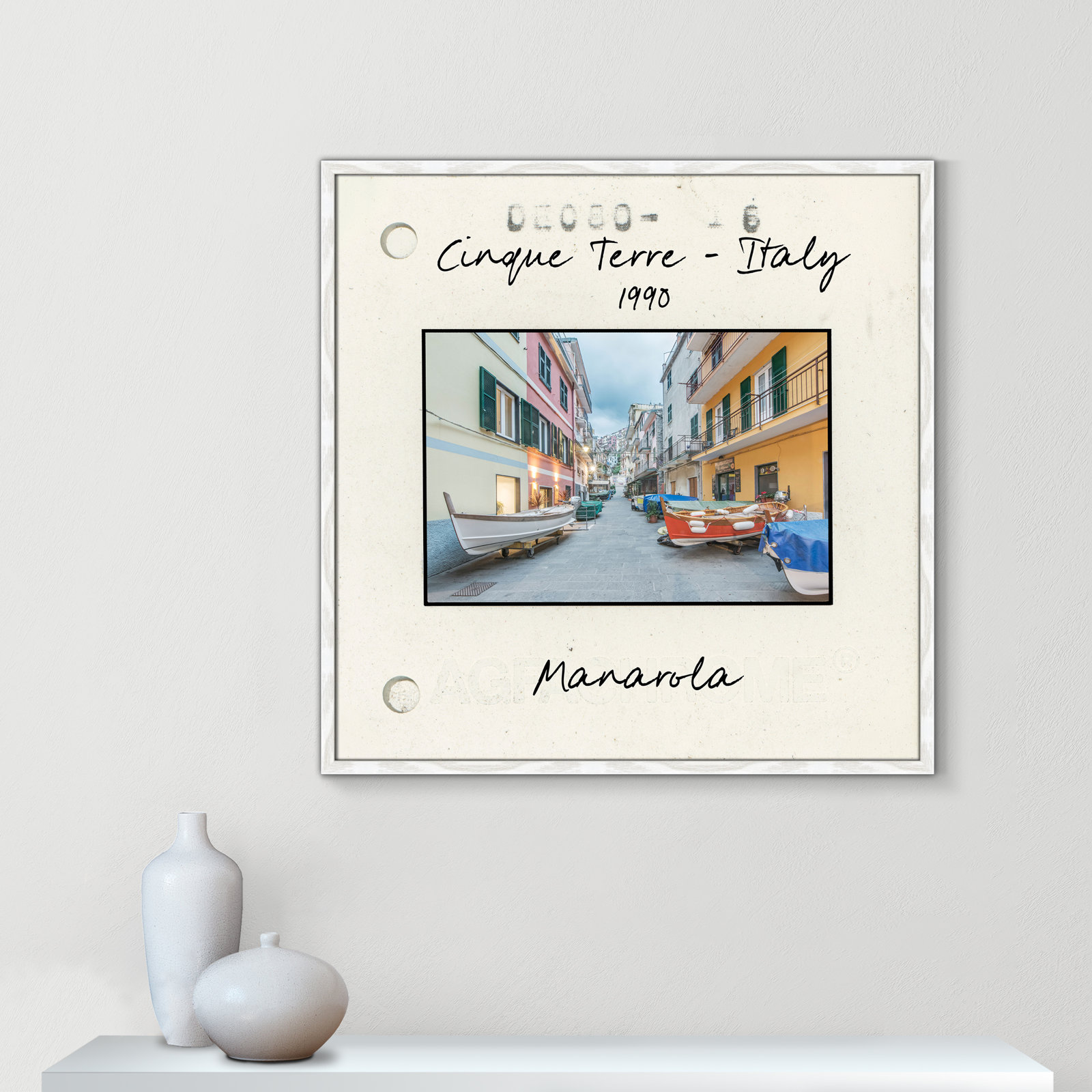 Ritona "Cinque Terre - Manarola" Print, White Single Picture Framed Paper, 32" H x 32" W x 0.75" D