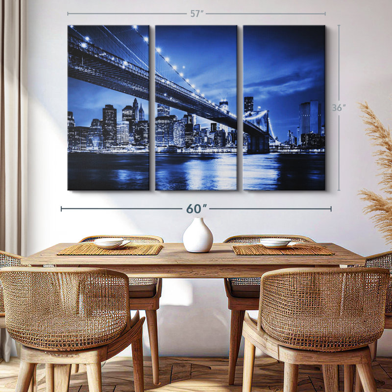 «Twinkling Brooklyn Bridge» sur toile, H 36 po x l 57 po