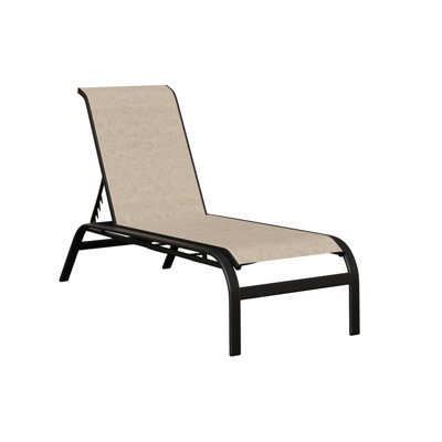 Berlin Gardens Murphy Matte Black Aluminum Chaise Armless Lounge With Tropic Foliage Sling Fabric