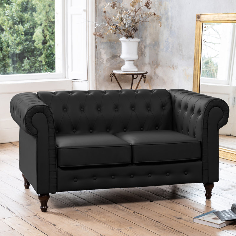 Marzano 2 Seater Faux Leather Sofa, Black