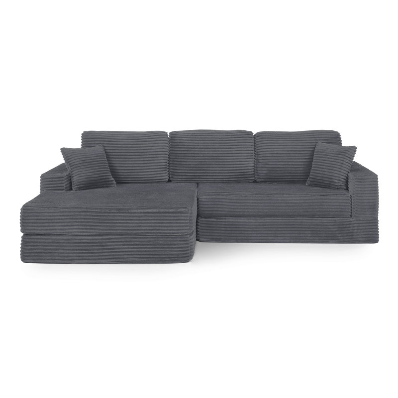 Siège gauche du canapé, canapé modulaire en forme de L, canapé modulaire compressé en velours côtelé de style minimaliste moderne, se déplie en lit, chambre à coucher, canapé confortable et compact