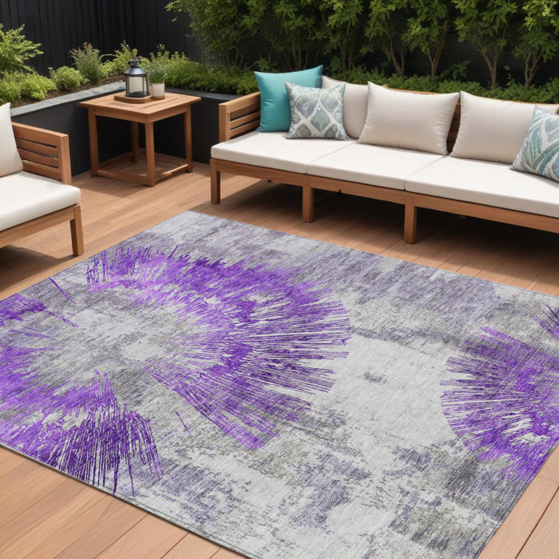 Tapis intérieur lavable abstrait gris et gris anthracite 9 pi x 12 pi