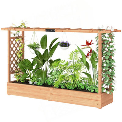 Wooden Planter Box,Trellis Planter,Raised Garden Bed