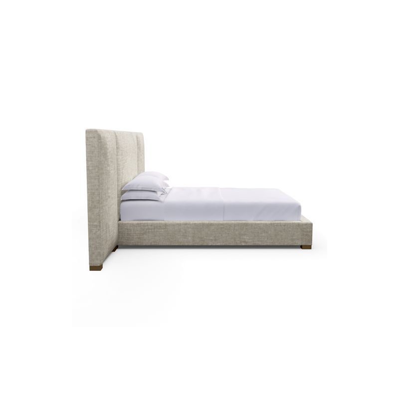 Prospect Upholstered Bed, Full, Box Weave Linen Black Jack, Weathered