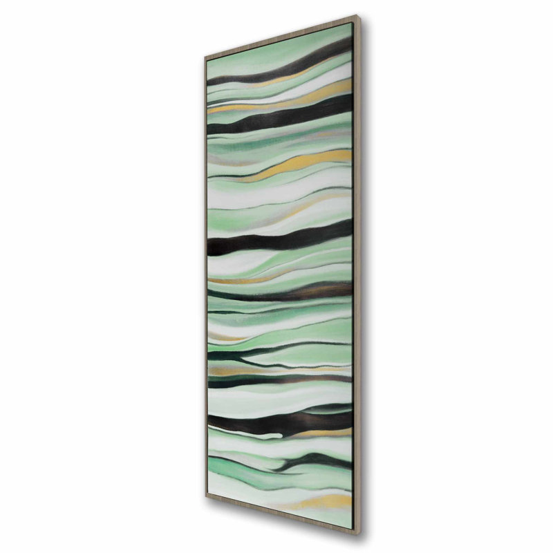 «Mint Mood», toile encadrée | Art mural contemporain contemporain, H 49,25 po x l 17,25 po